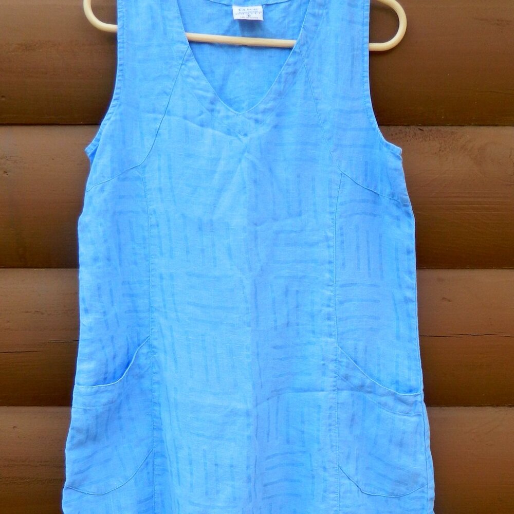 Vtg Click Color Me Cotton Sleeveless Dress Jumper Small Blue